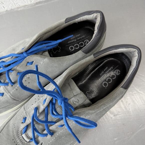 ECCO Soft 7 Men’s Sneakers Gray Suede Leather Blue Lace Comfort Shoes US 9-9.5 main image 7